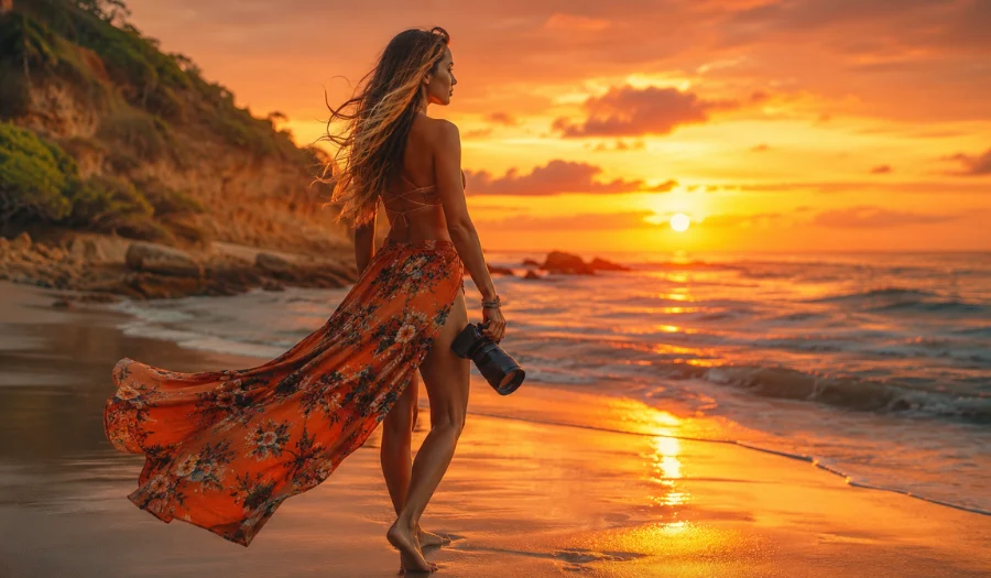 Beach sunset travel photography ideas
